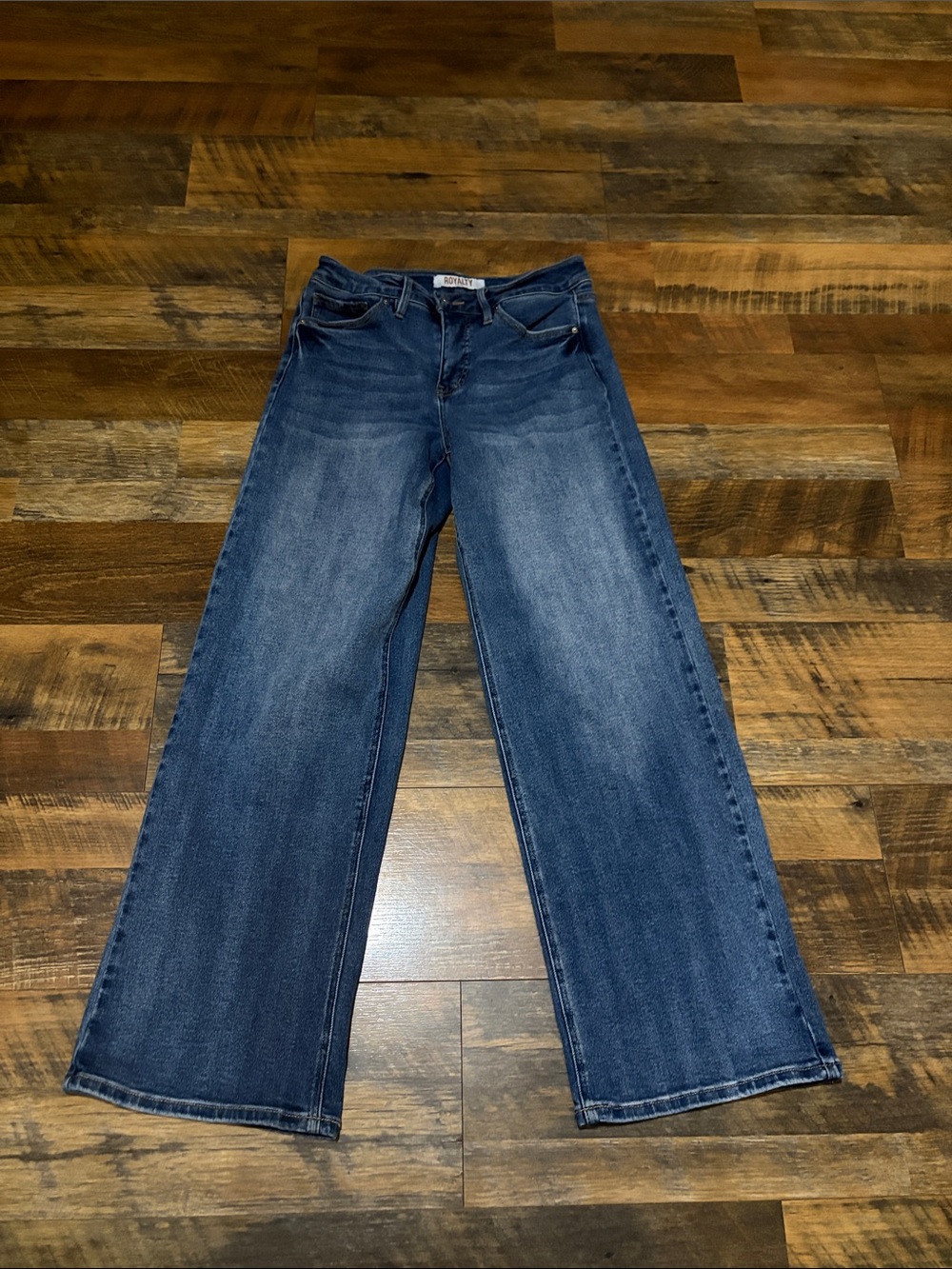 Royalty For Me Wide Leg Jeans in Dark Blue Wash
